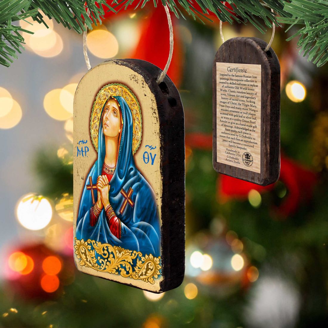 Mother of God Religious Christian Sacred Icon Ornament - Inspirational Icon Decor - 87014