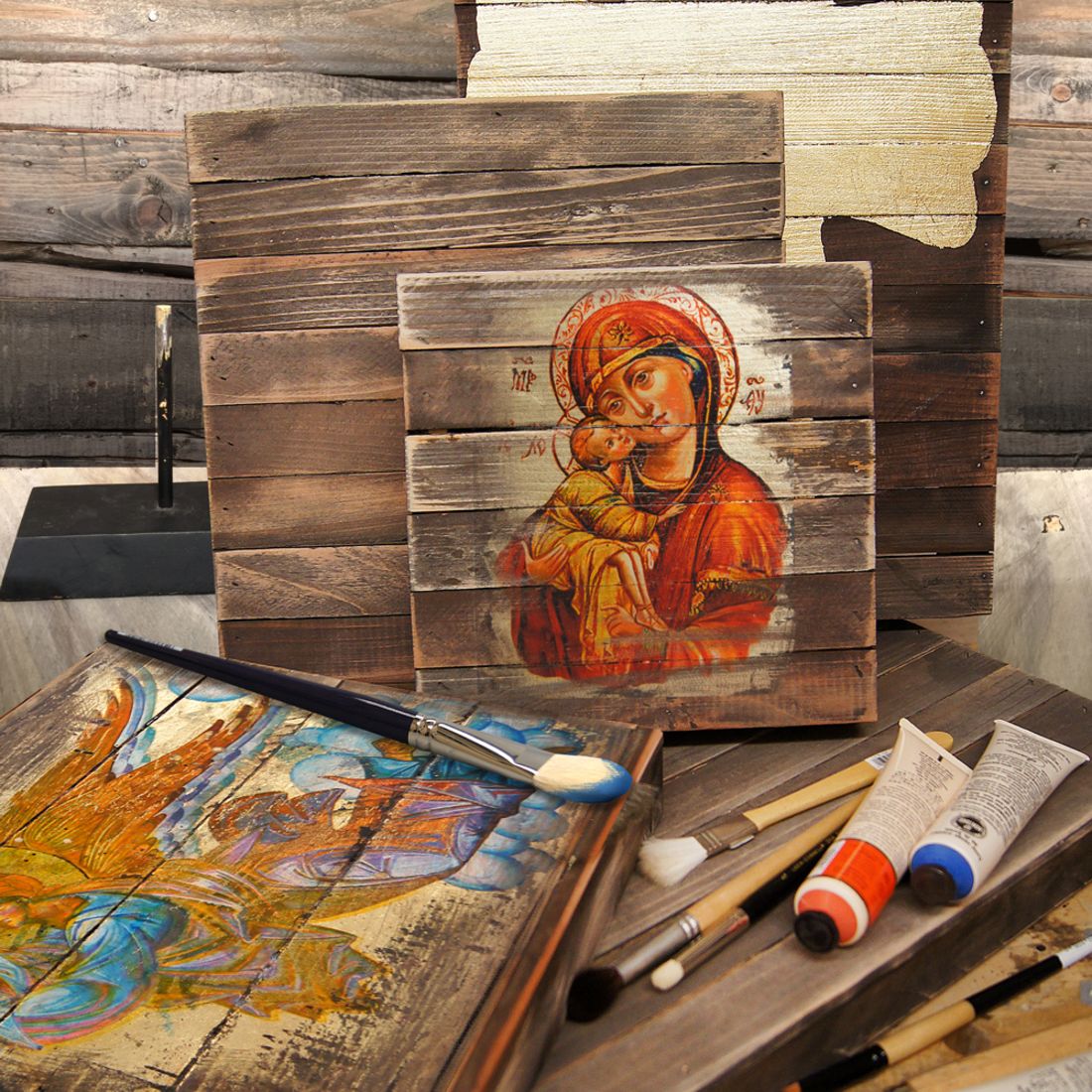 Mother of God Religious Christian Sacred Icon Ornament - Inspirational Icon Decor - 87014